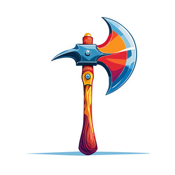 Colorful medieval war axe vector illustration