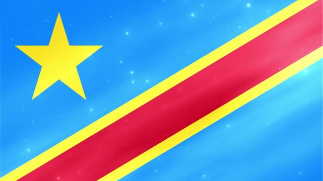 Animated 3D DR Congo Flag Waving with Light Effects