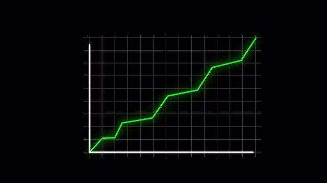 Animated Green Line Graph Rising on Grid Background