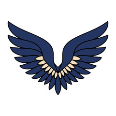 Fototapeta premium Symmetric Angel Wings with Feathers Vector Illustration