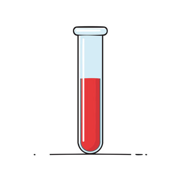 Red liquid in laboratory test tube vector illustration