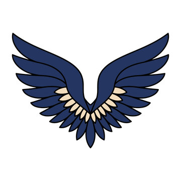 Symmetric Angel Wings with Feathers Vector Illustration