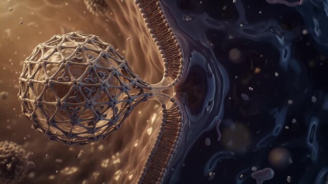 Clathrin coated vesicle membrane fission and targeted intracellular delivery