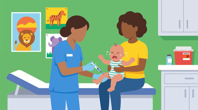 Baby Receiving First Immunization Shot at Clinic