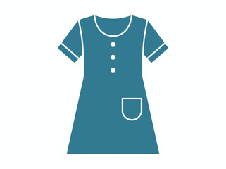 Naklejka premium Simple Teal Dress Icon with Pocket and Buttons - Flat Design