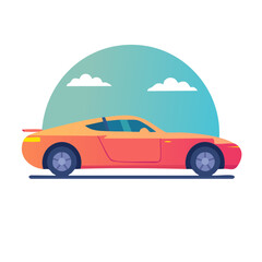 Fototapeta premium Flat illustration of a sports car side view