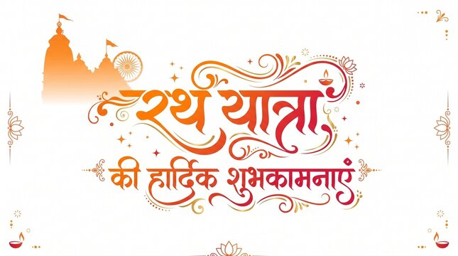 Calligraphy Logo concept design for Rath yatra festive background design.