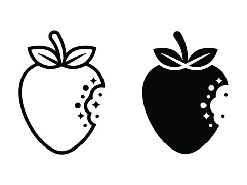 Strawberry Bite Cute Retro Fruit Design for Packaging