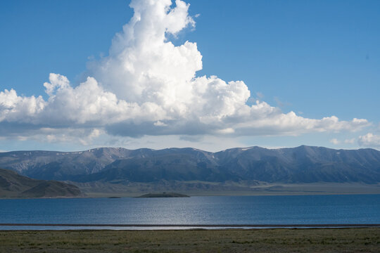 Alpine lake and mountain range scenery, Ili Xinjiang China
