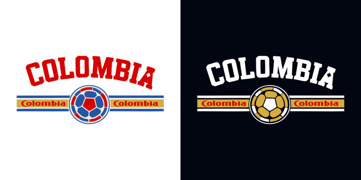 Colombia National Eagle Crest with Soccer Ball Graphic Element Set for Sports Apparel