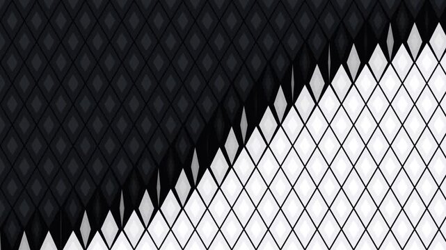 Black and White Diamond Pattern Geometric Shape Transition Wipe with Modern Minimalist Op Art Animation, Luma Matte, and Alpha Channel