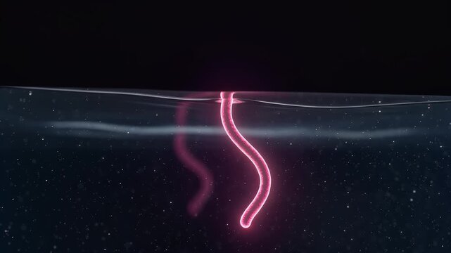 Animation of a glowing laser pulse penetrating deep tissue layers