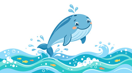Smiling dolphin jumping out water. © retno