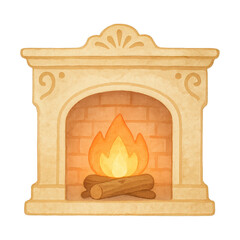 Obraz premium PNG Cozy illustrated fireplace warmth