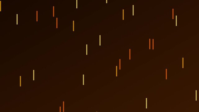 Abstract digital rain background, with falling golden, lines and particles, motion
