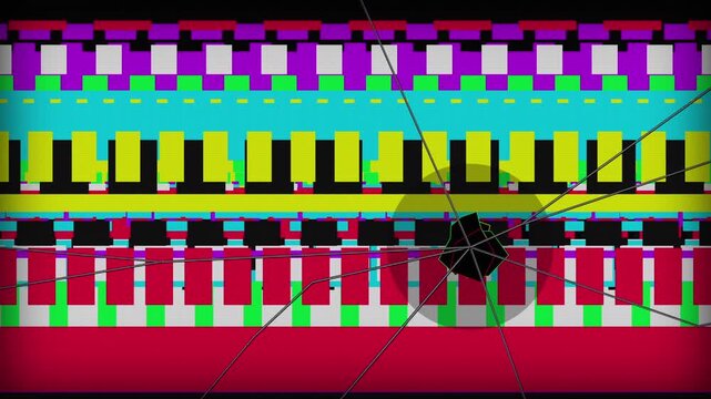 broken screen animation, colorful Tape Scanline Glitch