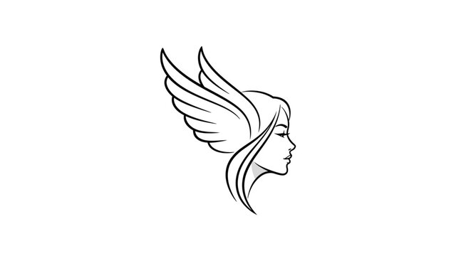 Woman with wings on head profile.