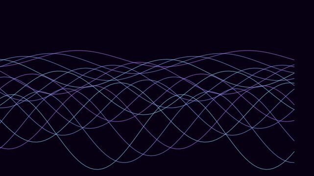 Abstract neon wave lines background, digital flowing sine waves animation, futuristic technology data connection motion