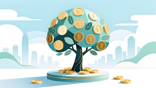 Wealth tree finance illustration background