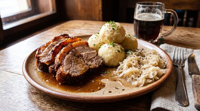 Classic Czech Vepro Knedlo Zelo Roasted Pork Platter