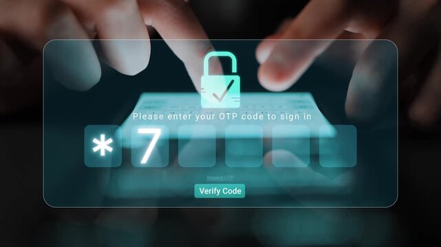 Person Inputting One-Time Password Code on a Digital Device for Secure Authentication and Online Account Access with Privacy Focus Sigmoid