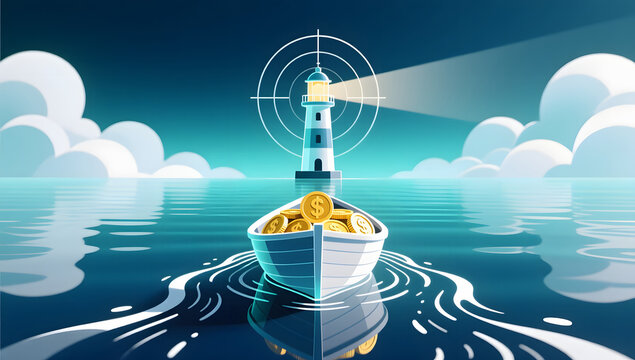 steady finance boat financial growth concept illustration