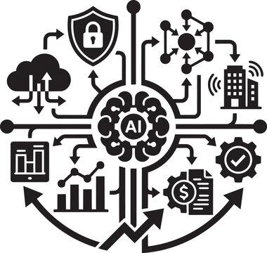 Fitness Workout Exercise and Artificial Intelligence Technology Silhouette Vector Collection