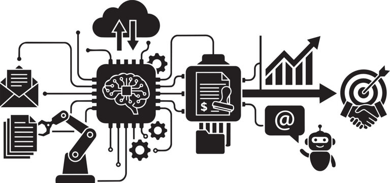 Fitness Workout Exercise and Artificial Intelligence Technology Silhouette Vector Collection