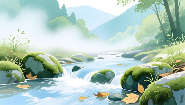 Chushu mountain stream background