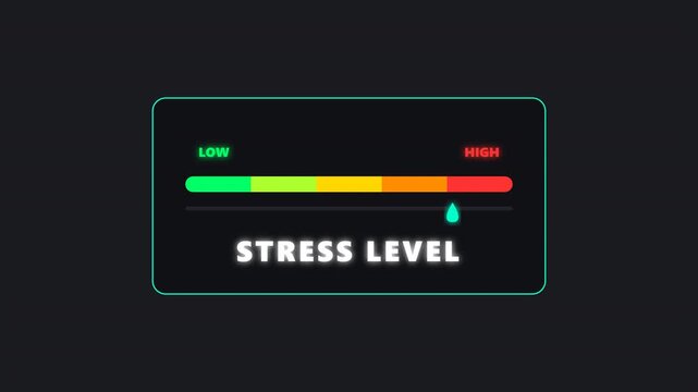 stress level animated bar dark mode neon glow sliding indicator 4K
