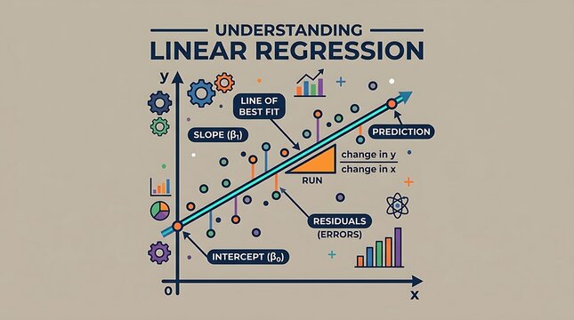 Educational diagram explaining linear regression and data analysis