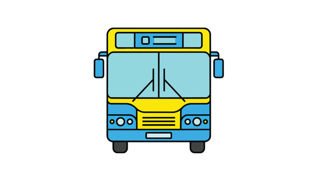 Public transport bus front view in vibrant flat vector for urban commuting app