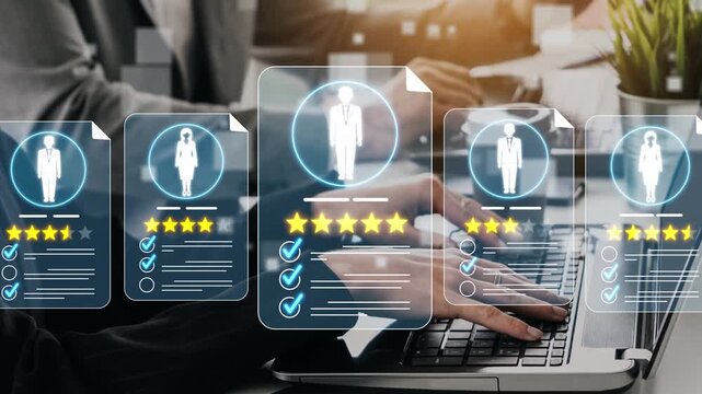 Professional Evaluation and Rating of Job Candidates with Digital Feedback and Resume Presentation in Modern Office Environment Sigmoid