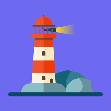 vector illutration of lighthouse on the island, suitable for element or additional design on banner or poster