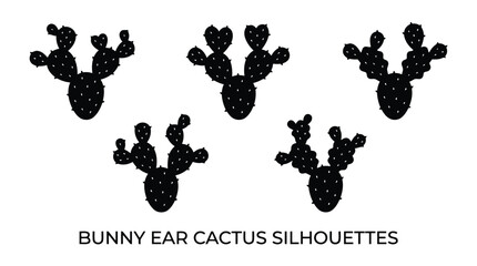 Black bunny ear cactus silhouettes on white © EmayetHossen