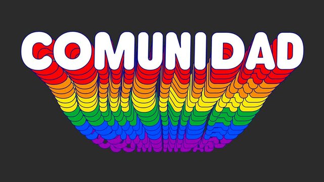 Animaci&oacute;n de Texto Comunidad con Extrusi&oacute;n Arco&iacute;ris en Capas - Elemento Widescreen de Gr&aacute;ficos en Movimiento 2D