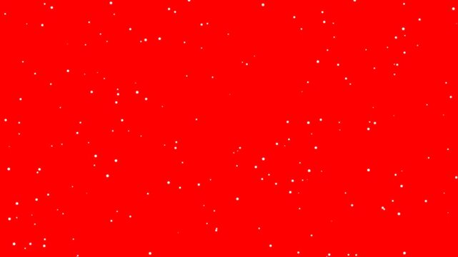 Snow particles falling on a bright red background for overlay effect