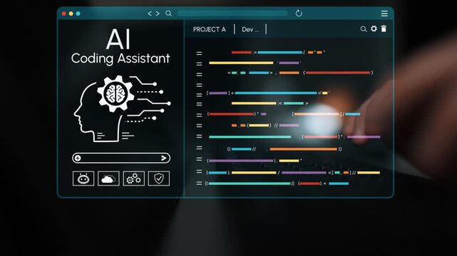 Futuristic User Interface Design of an AI Coding Assistant with Colorful Code Lines and Digital Elements Representing Advanced Technology. Entropy.