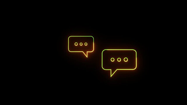 Glowing neon message box icon animation video notice receive massage animated sign symbol.