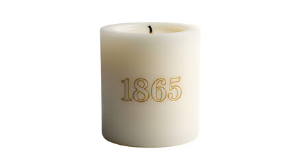 Fototapeta premium A single white candle with the year 1865 imprinted on it