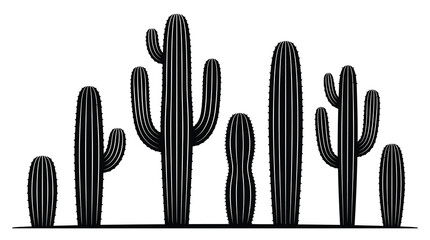 Black cactus plants on white background © SanjidaSultana