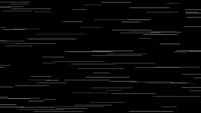 Abstract white horizontal lines moving fast on a black background