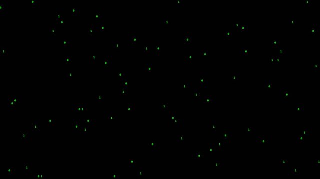 Binary code rain falling digital background with green data stream
