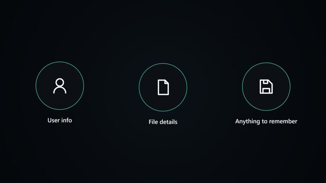 User interface icons set for personal information and file storage