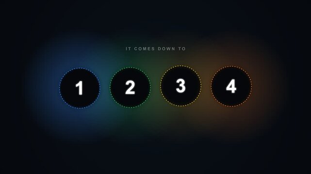 Numbered circles with text it comes down to on dark background