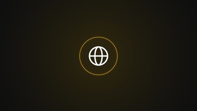 Globe icon animation with circular border on a dark background