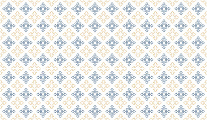 Abstract seamless pattern with repeating blue and beige decorative floral motifs © Muhammad