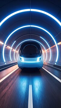 A futuristic train speeds through a neon-lit tunnel (47)
