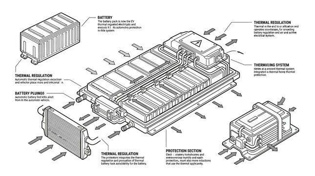 EV battery pack exploded view thermal system
