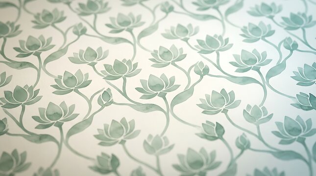 Elegant watercolor lotus flower pattern